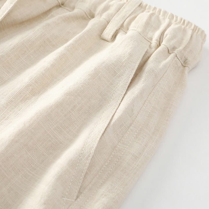 Pantalon d'été pour homme en ramie, lin et coton, longueur cheville, ourlets élastiques, coupe fuselée et poches, avec Buddha Stones - image 4