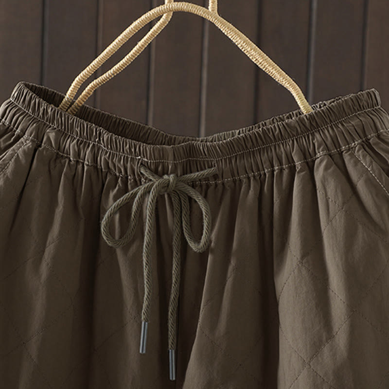 Pantalon épais pour femme en coton et polyester à motif losanges de Buddha Stones, avec poches - image 18