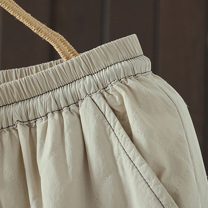 Pantalon épais pour femme en coton et polyester à motif losanges de Buddha Stones, avec poches - image 6