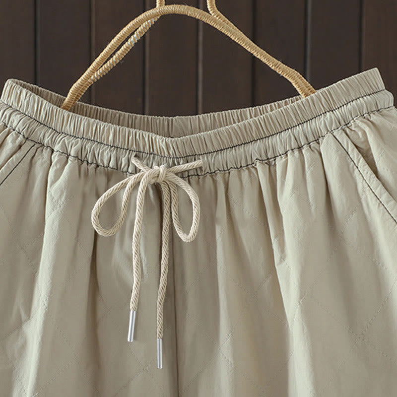 Pantalon épais pour femme en coton et polyester à motif losanges de Buddha Stones, avec poches - image 4