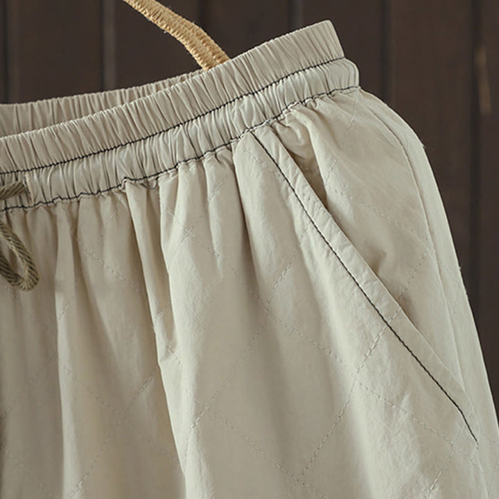 Pantalon épais pour femme en coton et polyester à motif losanges de Buddha Stones, avec poches - image 5