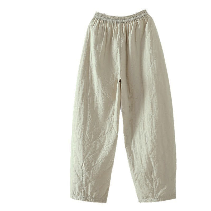 Pantalon épais pour femme en coton et polyester à motif losanges de Buddha Stones, avec poches - image 3