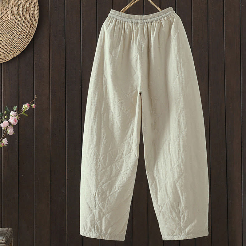 Pantalon épais pour femme en coton et polyester à motif losanges de Buddha Stones, avec poches - image 2