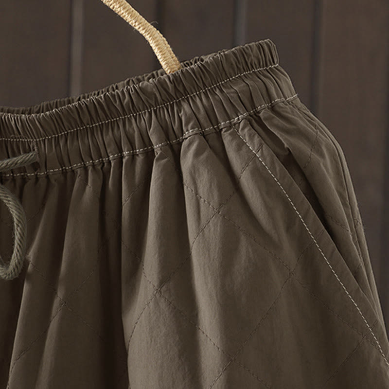 Pantalon épais pour femme en coton et polyester à motif losanges de Buddha Stones, avec poches - image 19