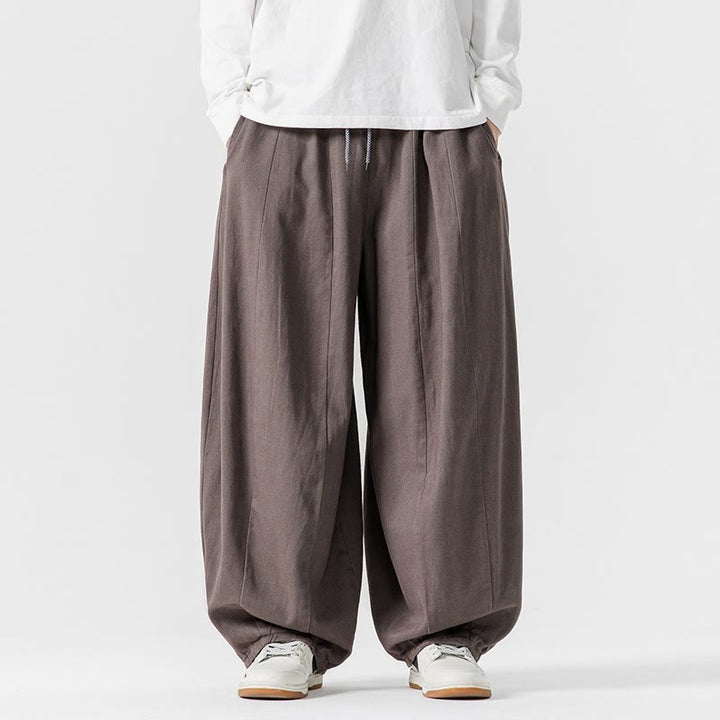 Pantalon harem homme en coton uni couleur automne Buddha Stones, taille élastique, avec poches - Gris foncé - US/UK/AU46，EU56 (5XL) - image 17
