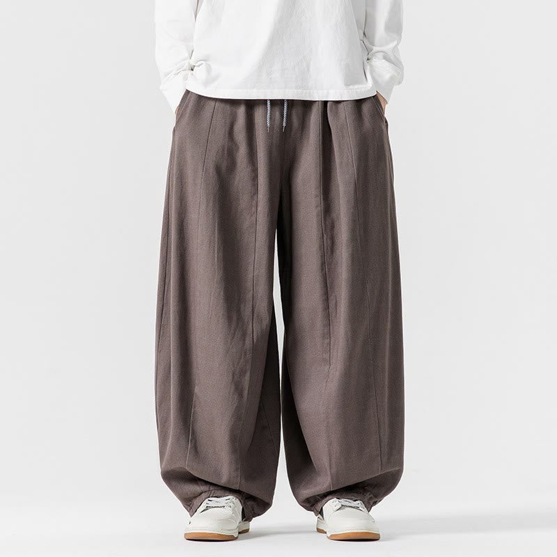 Pantalon harem homme en coton uni couleur automne Buddha Stones, taille élastique, avec poches - Gris foncé - US/UK/AU46，EU56 (5XL) - image 17