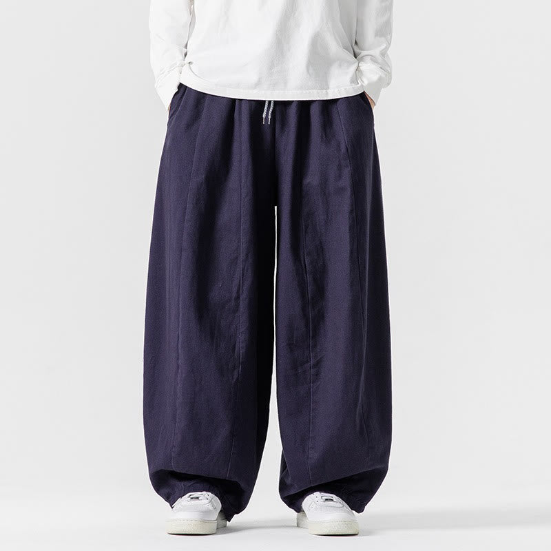 Pantalon harem homme en coton uni couleur automne Buddha Stones, taille élastique, avec poches - SteelBlue - US/UK/AU46，EU56 (5XL) - image 31