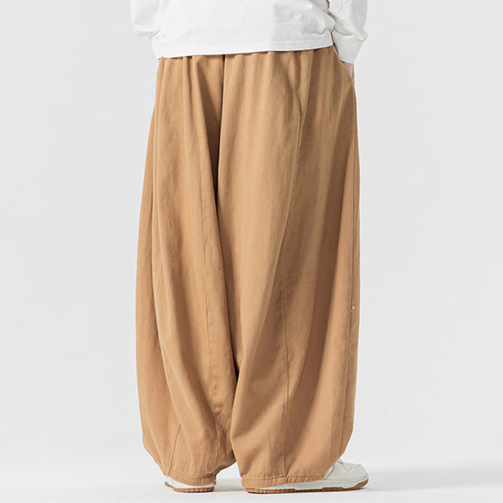 Pantalon harem homme en coton uni couleur automne Buddha Stones, taille élastique, avec poches - image 10