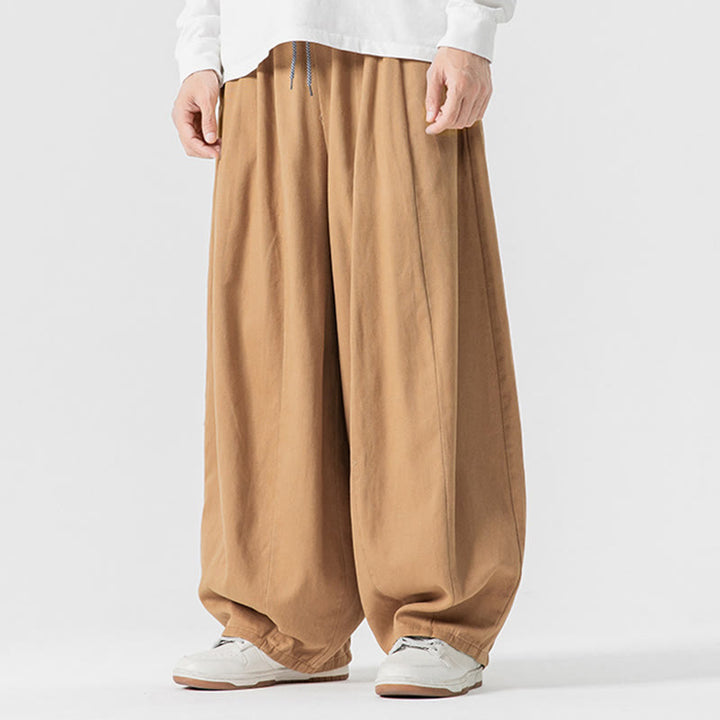 Pantalon harem homme en coton uni couleur automne Buddha Stones, taille élastique, avec poches - image 13