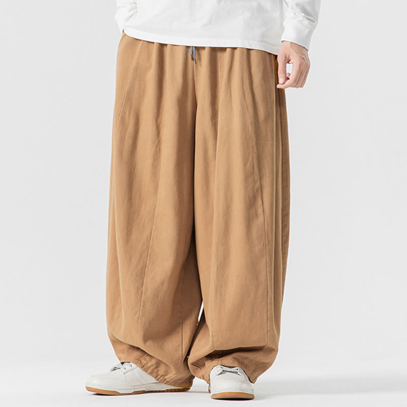 Pantalon harem homme en coton uni couleur automne Buddha Stones, taille élastique, avec poches - image 12