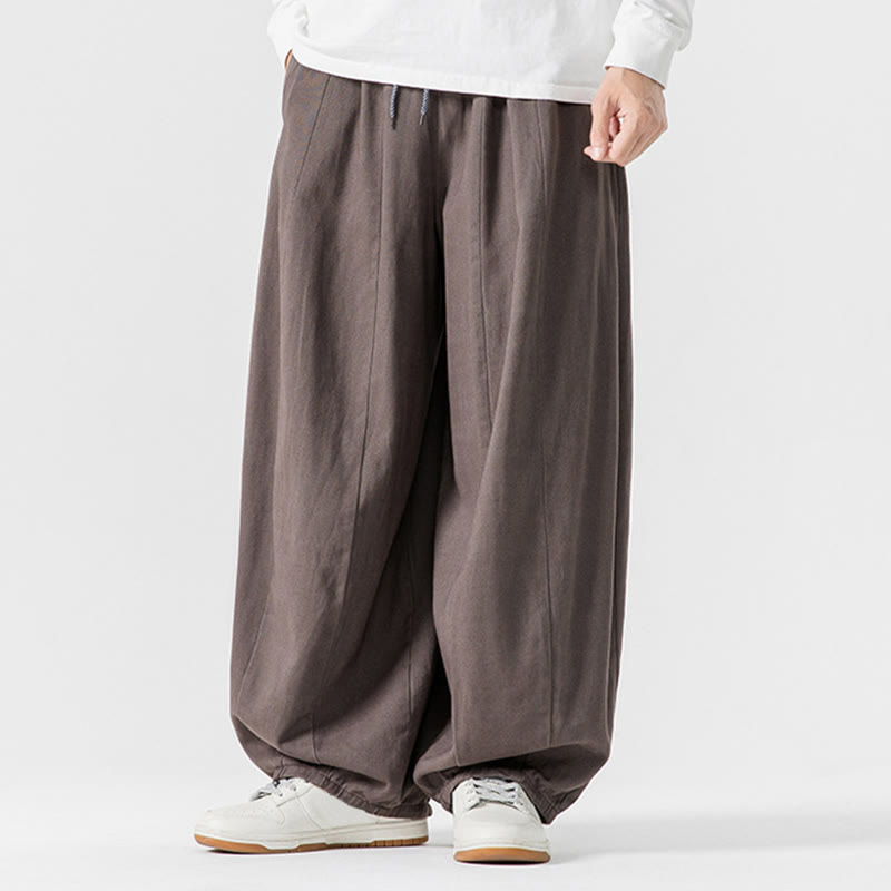 Pantalon harem homme en coton uni couleur automne Buddha Stones, taille élastique, avec poches - image 22