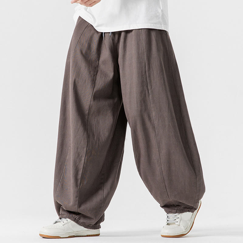 Pantalon harem homme en coton uni couleur automne Buddha Stones, taille élastique, avec poches - image 21