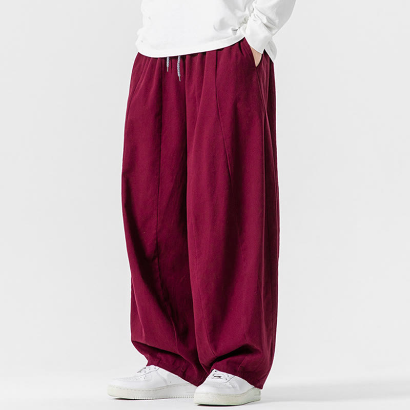 Pantalon harem homme en coton uni couleur automne Buddha Stones, taille élastique, avec poches - image 29