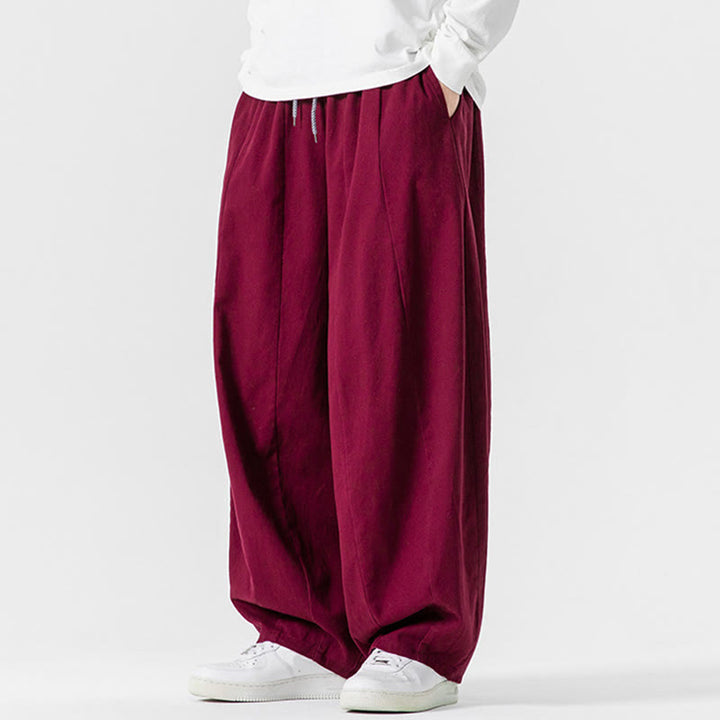 Pantalon harem homme en coton uni couleur automne Buddha Stones, taille élastique, avec poches - image 29