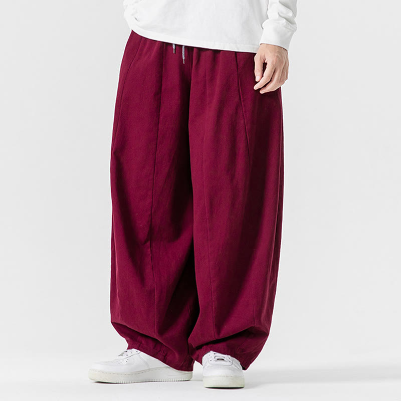 Pantalon harem homme en coton uni couleur automne Buddha Stones, taille élastique, avec poches - image 30