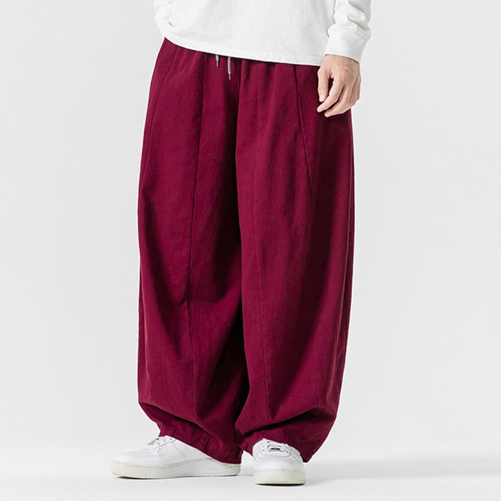 Pantalon harem homme en coton uni couleur automne Buddha Stones, taille élastique, avec poches - image 30
