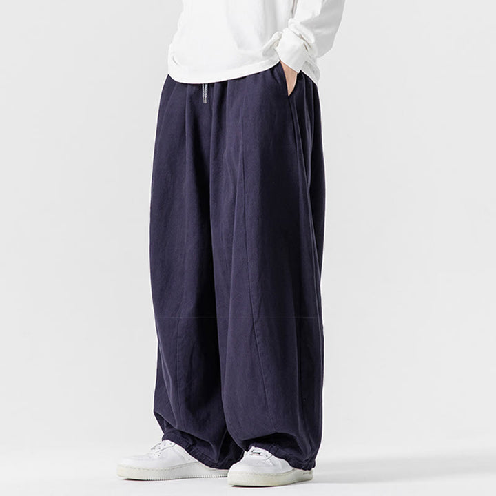 Pantalon harem homme en coton uni couleur automne Buddha Stones, taille élastique, avec poches - image 33