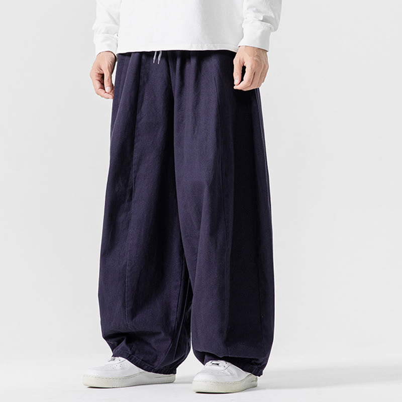 Pantalon harem homme en coton uni couleur automne Buddha Stones, taille élastique, avec poches - image 37