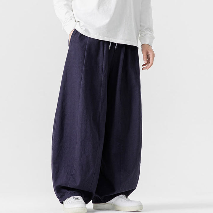 Pantalon harem homme en coton uni couleur automne Buddha Stones, taille élastique, avec poches - image 35