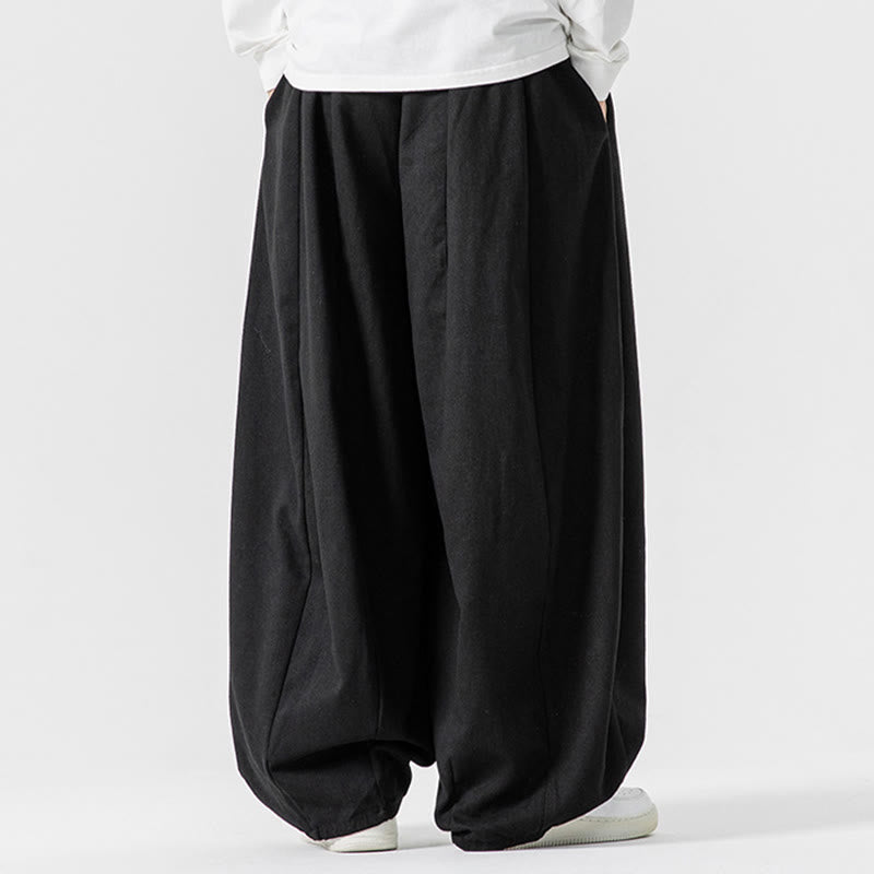 Pantalon harem homme en coton uni couleur automne Buddha Stones, taille élastique, avec poches - image 42