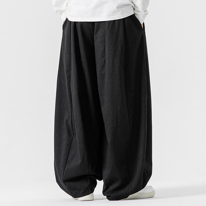 Pantalon harem homme en coton uni couleur automne Buddha Stones, taille élastique, avec poches - image 42