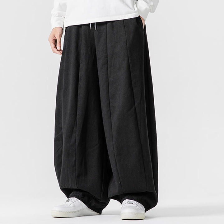 Pantalon harem homme en coton uni couleur automne Buddha Stones, taille élastique, avec poches - image 43