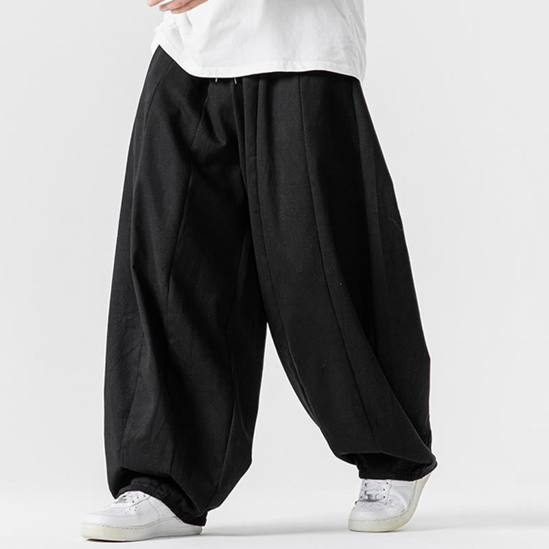 Pantalon harem homme en coton uni couleur automne Buddha Stones, taille élastique, avec poches - image 41