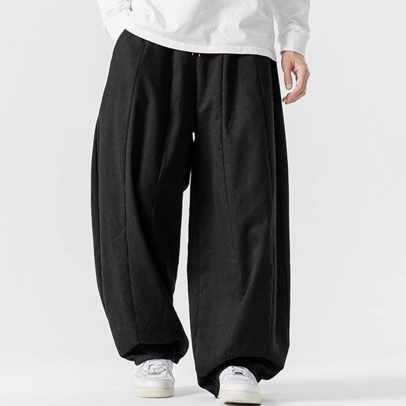 Pantalon harem homme en coton uni couleur automne Buddha Stones, taille élastique, avec poches - image 40