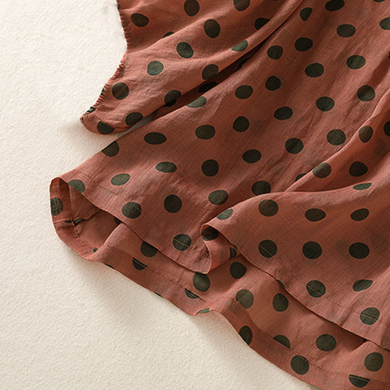 Chemise à manches longues en polyester à pois et col rond, motif Buddha Stones  - image 5