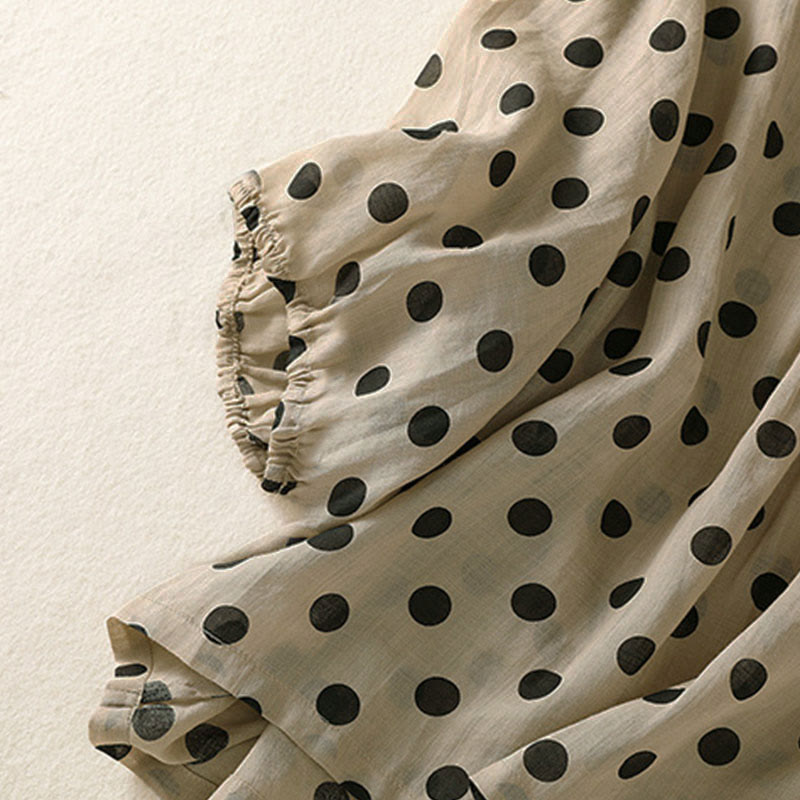 Chemise à manches longues en polyester à pois et col rond, motif Buddha Stones  - image 22