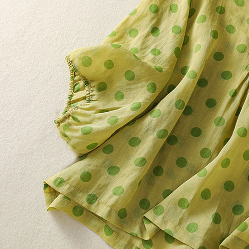 Chemise à manches longues en polyester à pois et col rond, motif Buddha Stones  - image 12