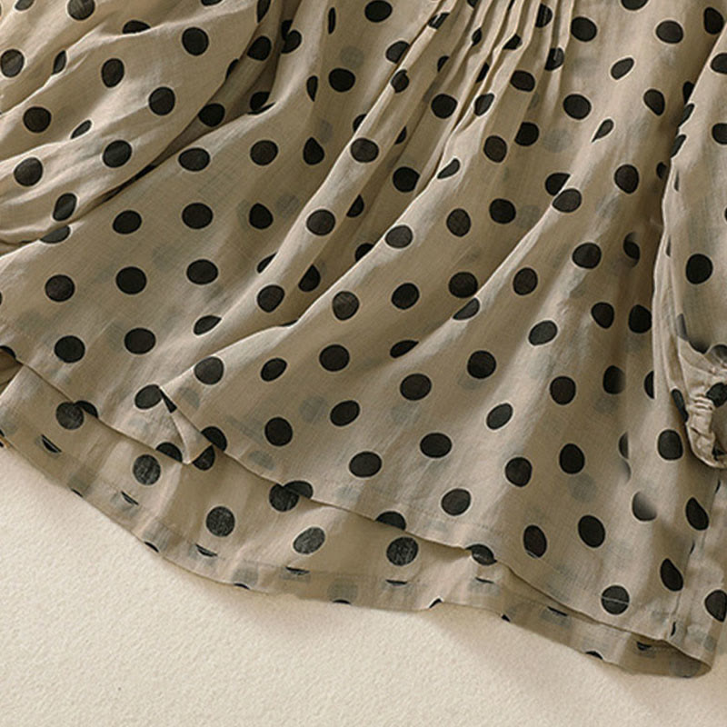 Chemise à manches longues en polyester à pois et col rond, motif Buddha Stones  - image 23