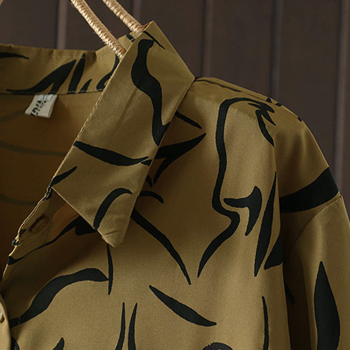 Chemise à manches longues pour femme en coton et polyester, motif rayures, col montant, motif rayures , Buddha Stones, printemps/automne  - image 4