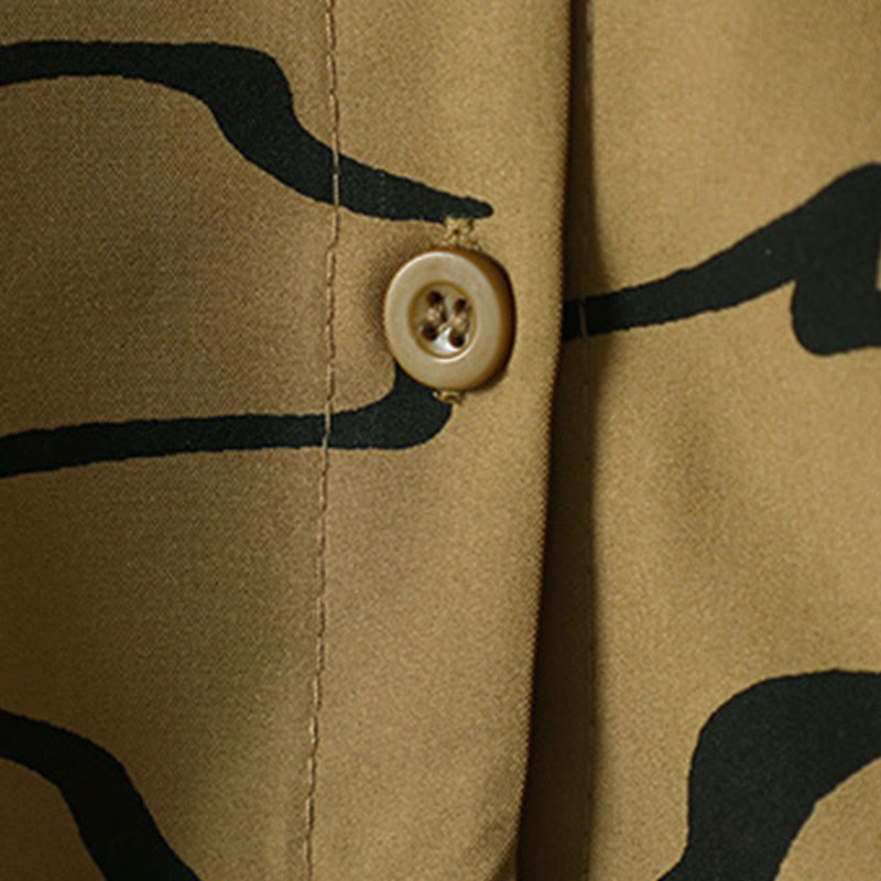 Chemise à manches longues pour femme en coton et polyester, motif rayures, col montant, motif rayures , Buddha Stones, printemps/automne  - image 14