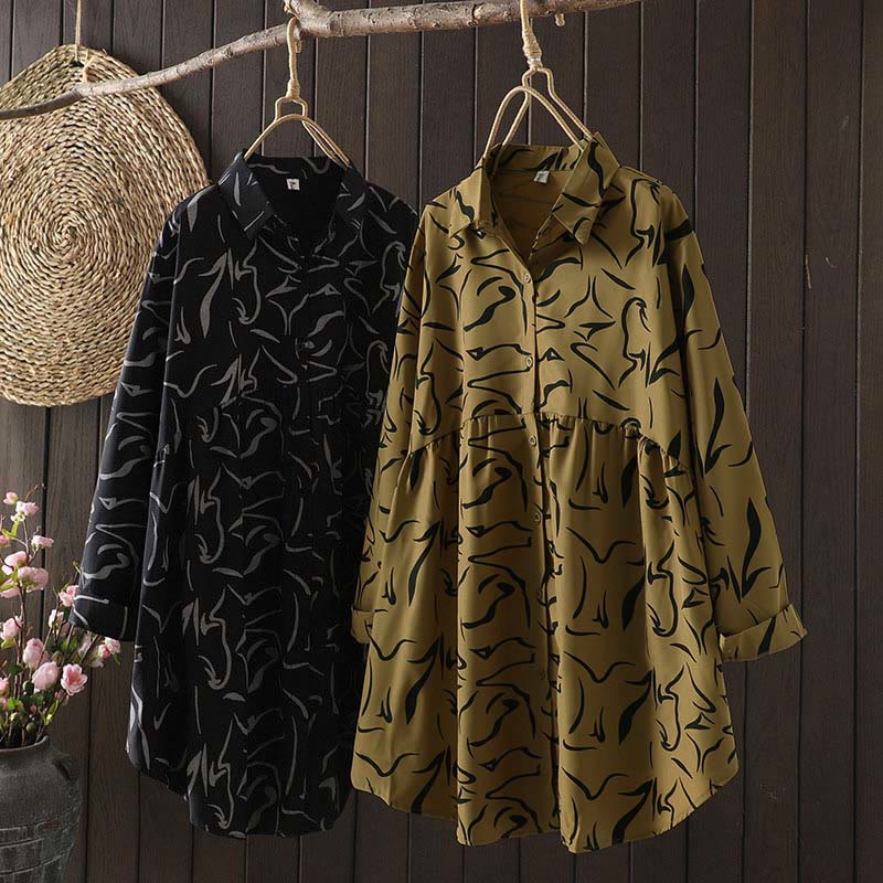 Chemise à manches longues pour femme, motif rayures, col montant , Buddha Stones, printemps/automne  - image 0