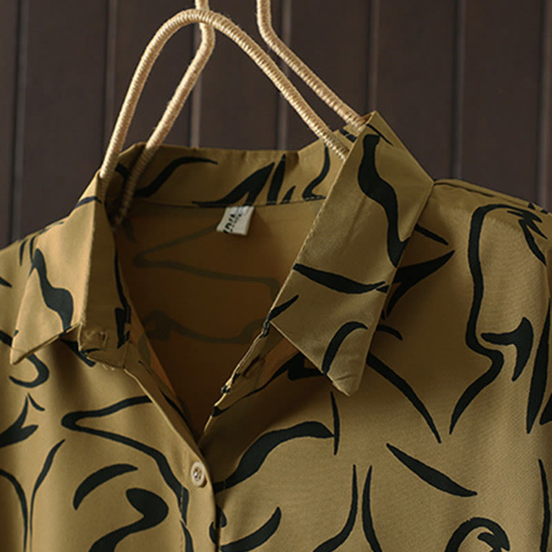 Chemise à manches longues pour femme en coton et polyester, motif rayures, col montant, motif rayures , Buddha Stones, printemps/automne  - image 5