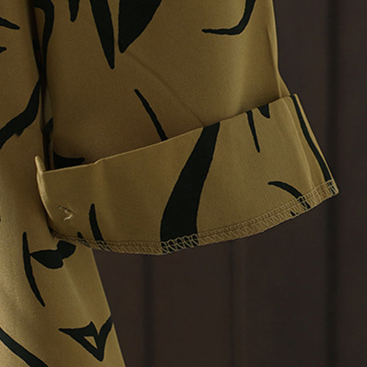 Chemise à manches longues pour femme en coton et polyester, motif rayures, col montant, motif rayures , Buddha Stones, printemps/automne  - image 8