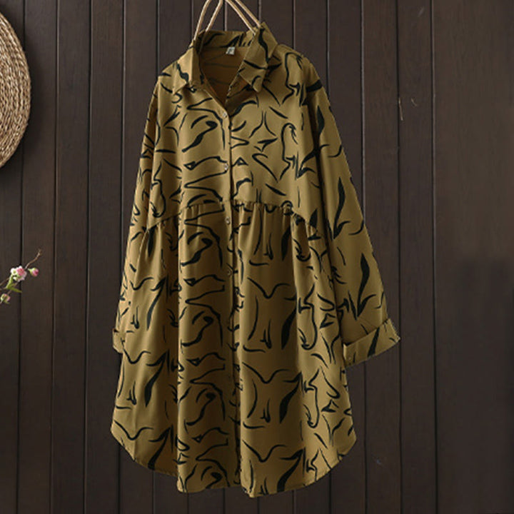 Chemise à manches longues pour femme en coton et polyester, motif rayures, col montant, motif rayures , Buddha Stones, printemps/automne  - image 2