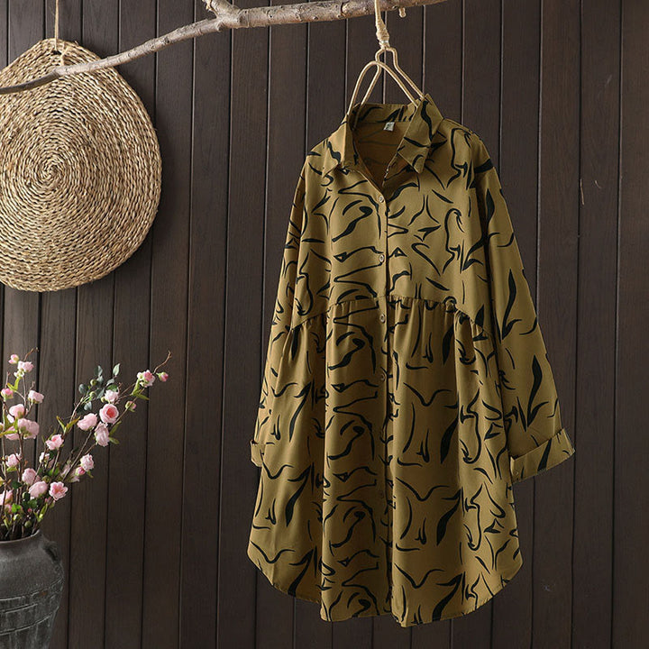 Chemise à manches longues pour femme, motif rayures, col montant , Buddha Stones, printemps/automne  - DarkGoldenrod - US14，UK/AU18，EU46 (4XL) - image 1