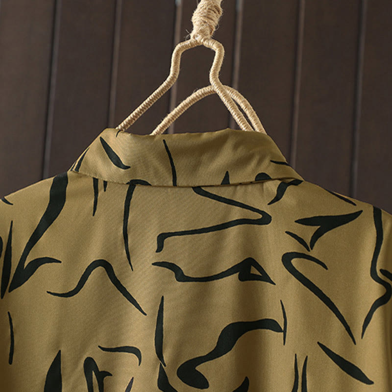 Chemise à manches longues pour femme en coton et polyester, motif rayures, col montant, motif rayures , Buddha Stones, printemps/automne  - image 6