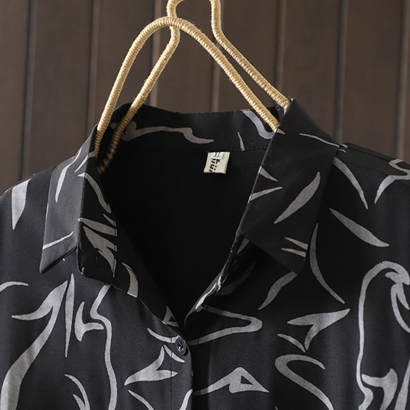 Chemise à manches longues pour femme en coton et polyester, motif rayures, col montant, motif rayures , Buddha Stones, printemps/automne  - image 17