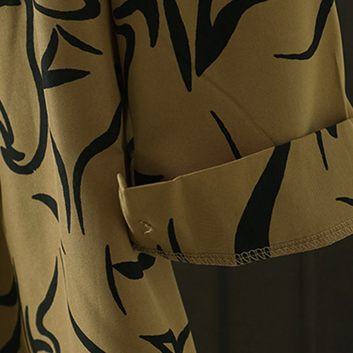 Chemise à manches longues pour femme en coton et polyester, motif rayures, col montant, motif rayures , Buddha Stones, printemps/automne  - image 11