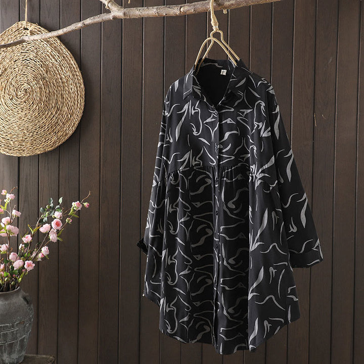 Chemise à manches longues pour femme, motif rayures, col montant , Buddha Stones, printemps/automne  - Noir - US14，UK/AU18，EU46 (4XL) - image 16