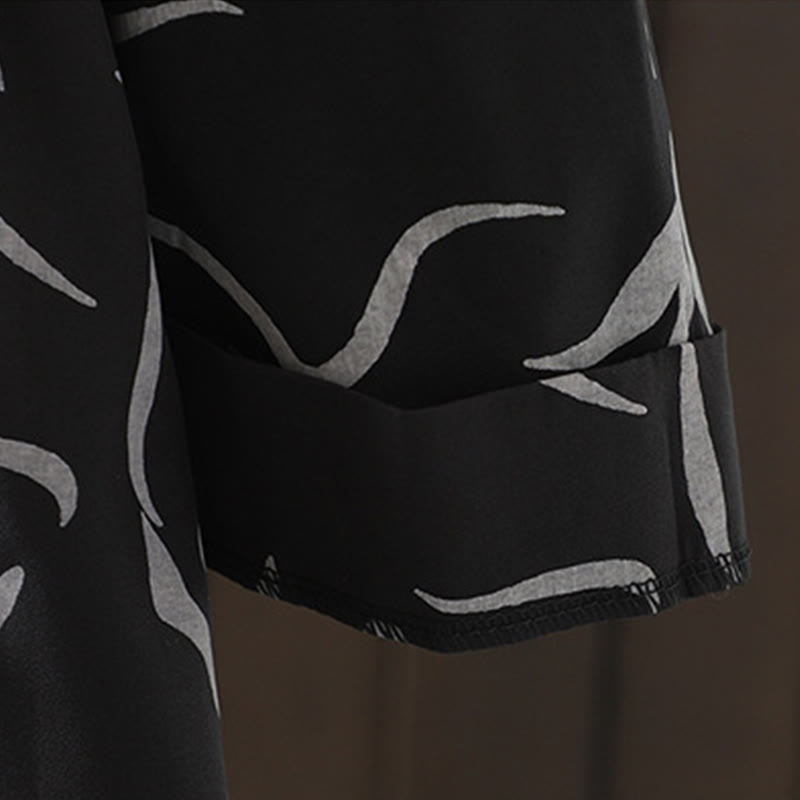 Chemise à manches longues pour femme en coton et polyester, motif rayures, col montant, motif rayures , Buddha Stones, printemps/automne  - image 21