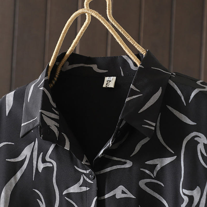 Chemise à manches longues pour femme en coton et polyester, motif rayures, col montant, motif rayures , Buddha Stones, printemps/automne  - image 17