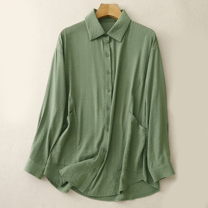 Chemise femme en coton et polyester, manches longues, col montant, motif Buddha Stones , printemps/automne  - Vert - US8-10，UK/AU12-14，EU40-42 (2XL) - image 6