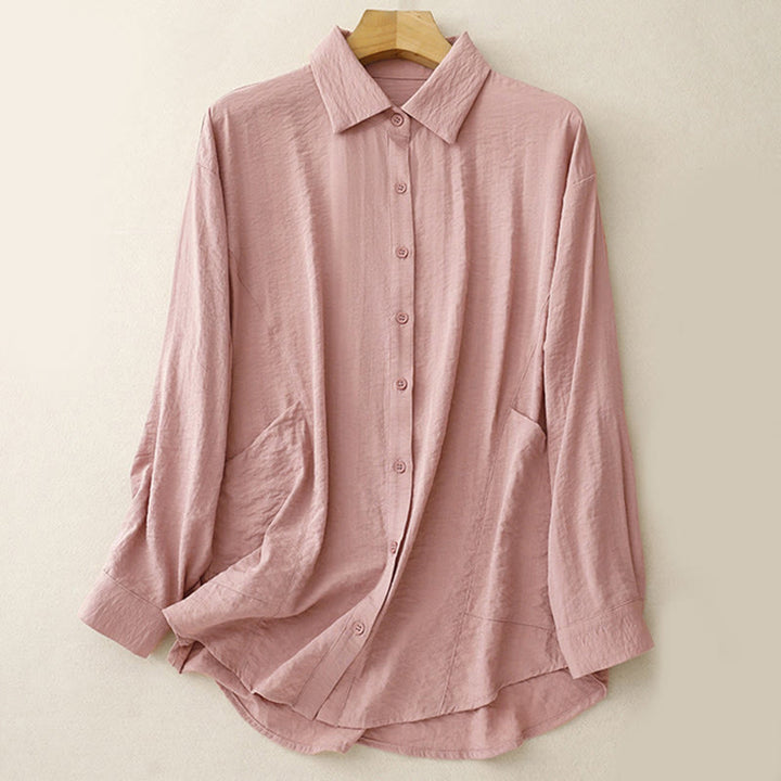 Chemise femme en coton et polyester, manches longues, col montant, motif Buddha Stones , printemps/automne  - Rose - US8-10，UK/AU12-14，EU40-42 (2XL) - image 12