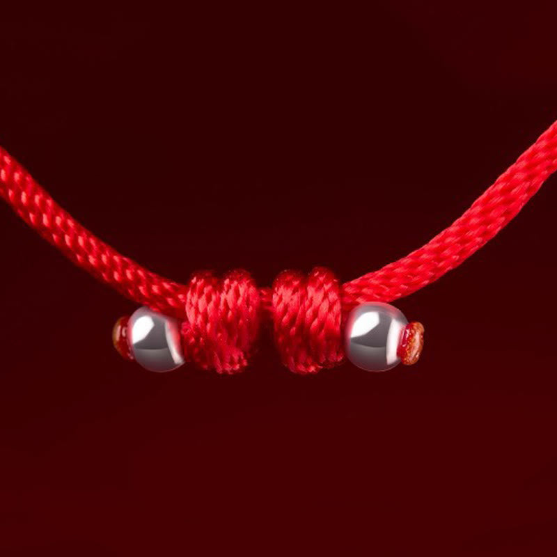 Bracelet porte-bonheur en argent sterling 999 et fil rouge, orné de Buddha Stones l'année du Cheval - image 13