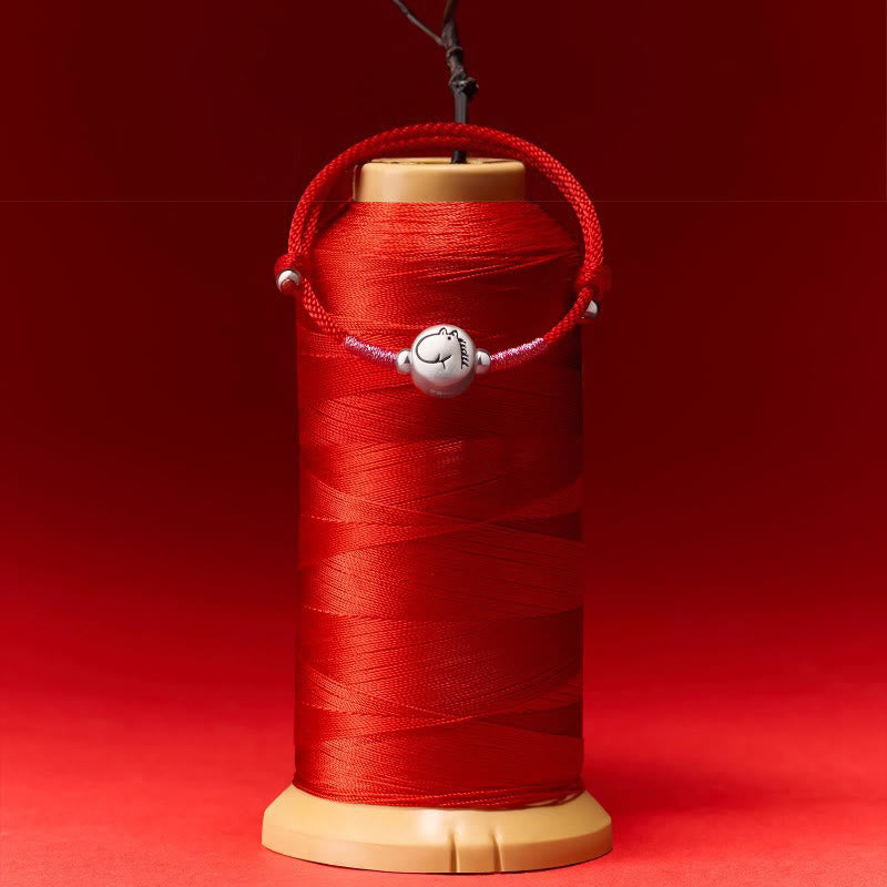 Bracelet porte-bonheur en argent sterling 999 et fil rouge, orné de Buddha Stones l'année du Cheval - image 12