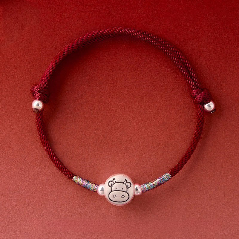 Bracelet porte-bonheur en argent sterling 999 et fil rouge, orné de Buddha Stones l'année du Cheval - Cordon Ox DarkRed (Tour de poignet : 14-18 cm) - image 18